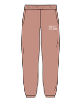 The Womens Sweatpants - Clay - Viva Lagree - Left Leg - Printed - White