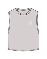 The Crop Muscle Tank - Storm - Evolve Collective - Left Chest & Back Stacked - Printed - White