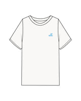 The Mens Heavyweight Tee - Washed Off White - JL Marketing - Left Chest Stacked - Back Center - Printed - Light Blue