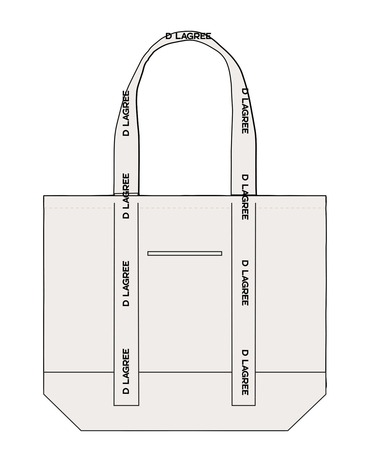 The Logo Strap Tote - Natural - D Lagree - Handle Strap - Printed - Black