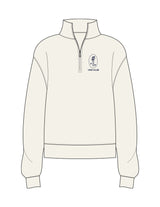 The Womens 1/4 Zip - Off White - Pilates Plus PB - Left Chest Stacked - Printed - Navy