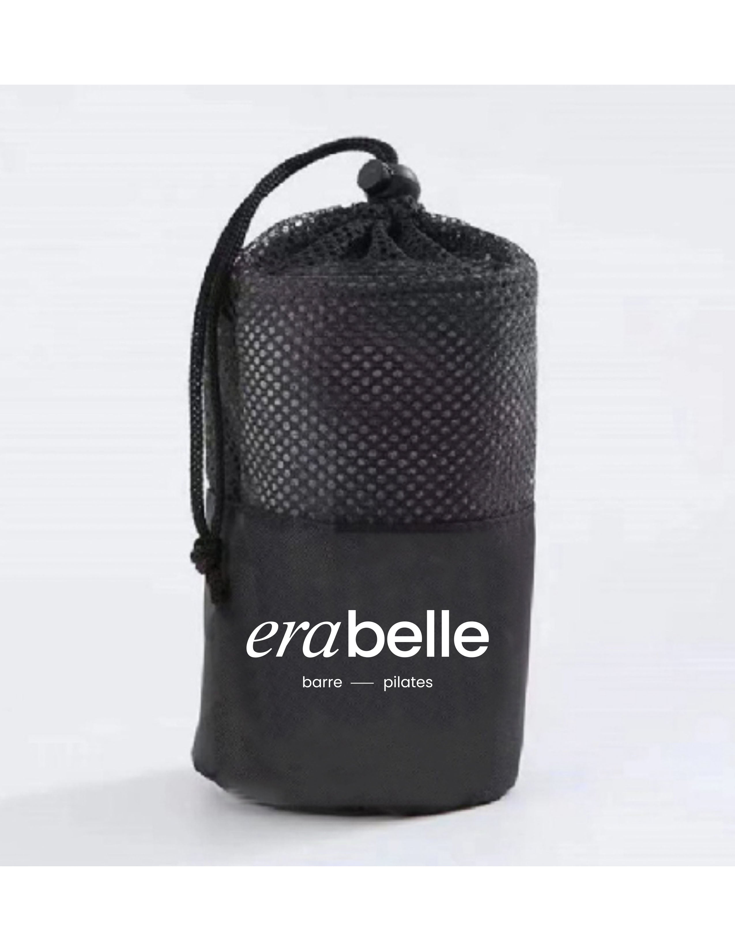 The Gym Towel - Black - Erabelle - Front Bottom - Embroidered - Brown - The Gym Towel Bag - Black - Center Body Stacked - Printed - White