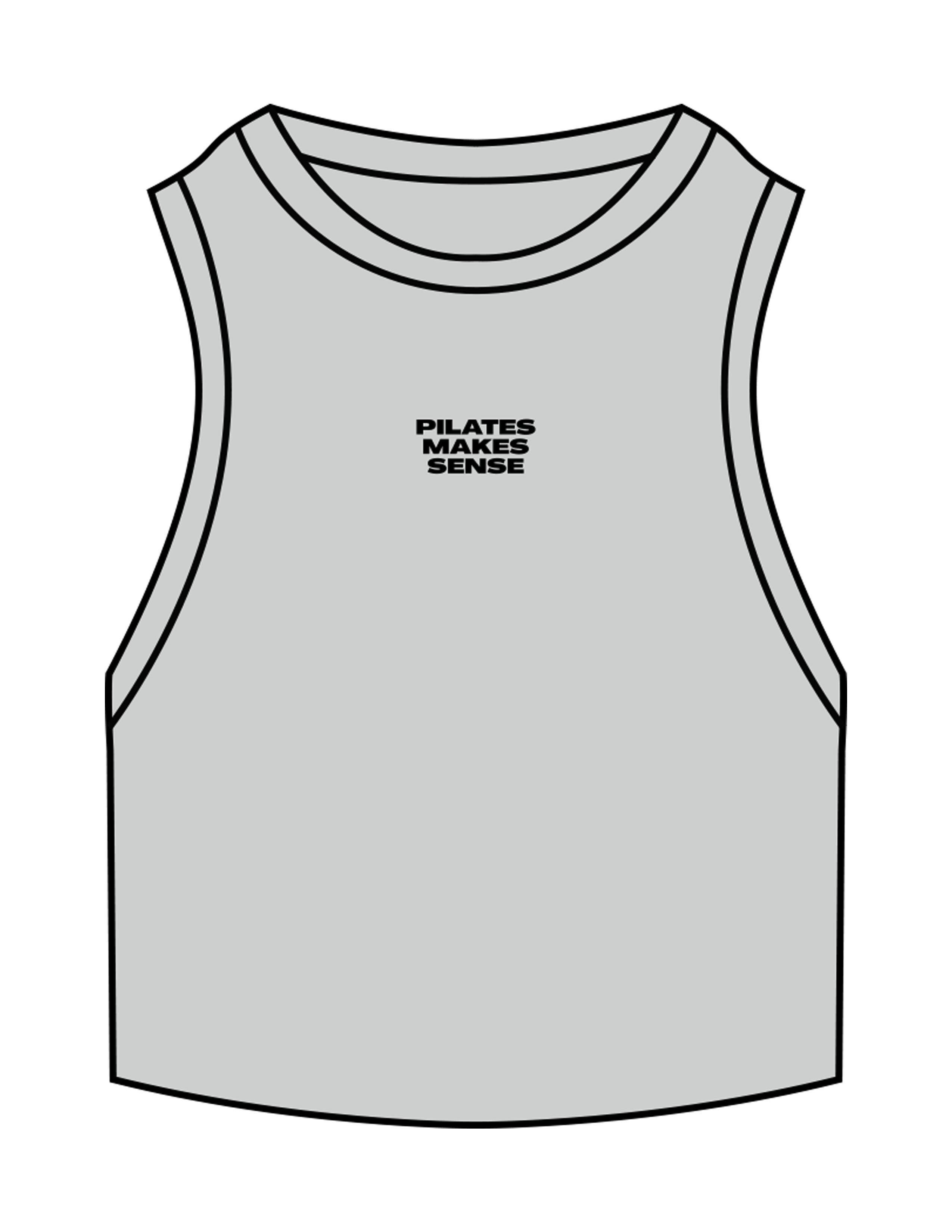 The Ribbed Crop Tank - Storm - Sense Pilates - Center Chest Stacked - Embroidered - Black