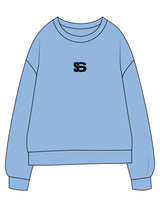The Midweight Unisex Crewneck - Washed Light Blue - Sweatshack - Center Chest - Printed - Black