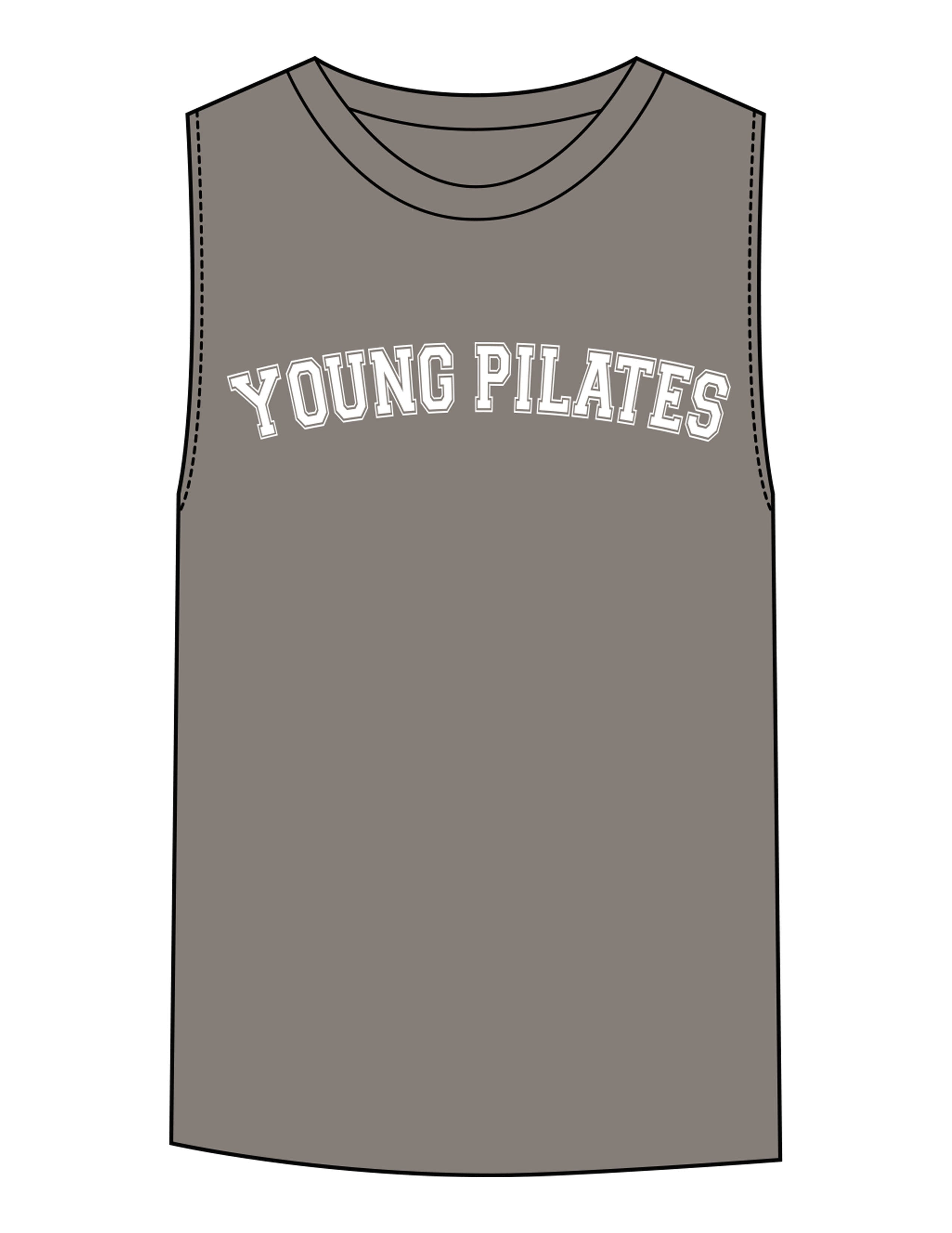 The Womens Heavyweight Tank - Washed Gray - YP - Center Chest & Back Neckline - Printed - White