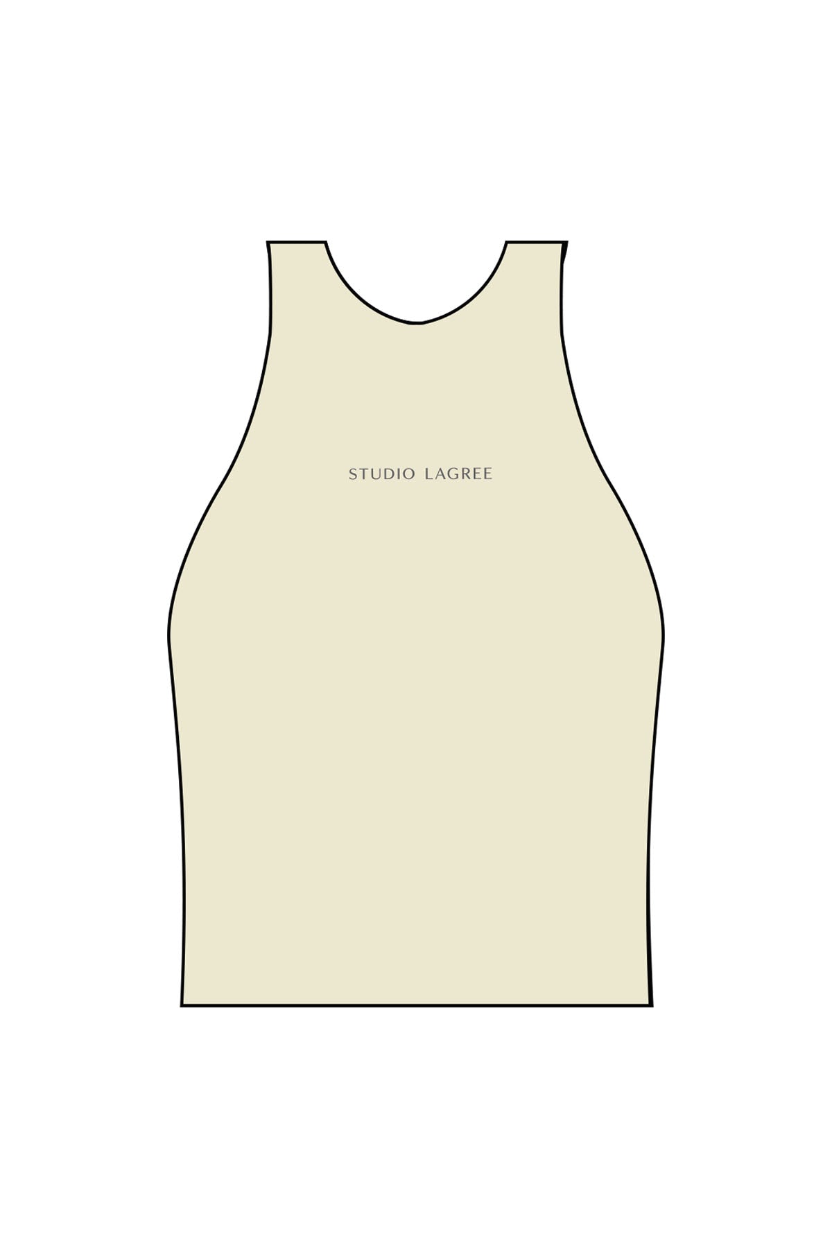 The High Neck Racer Tank - Beige - Studio Lagree - Center Chest & Center Back - Printed - Charcoal