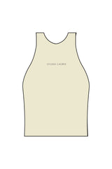 The High Neck Racer Tank - Beige - Studio Lagree - Center Chest & Center Back - Printed - Charcoal