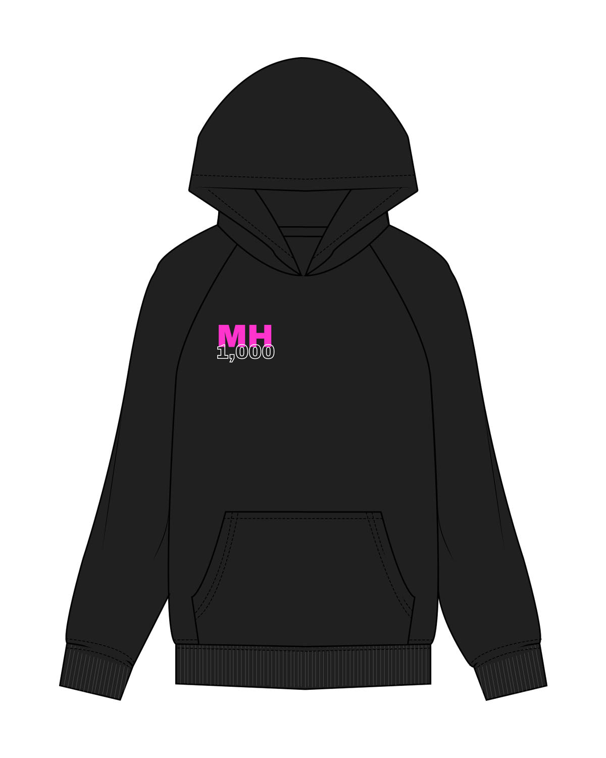 The Womens Hoodie - Black - Mad House - Right Chest Side & Center Back - Printed - Full Color