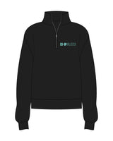 The Womens 1/4 Zip - Black - Co-Op Pilates - Left Chest - Teal