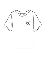 The Midweight Crop Tee - White - Fit 4 Mom Carlsbad Encinitas - Left Chest  & Back Center - Black