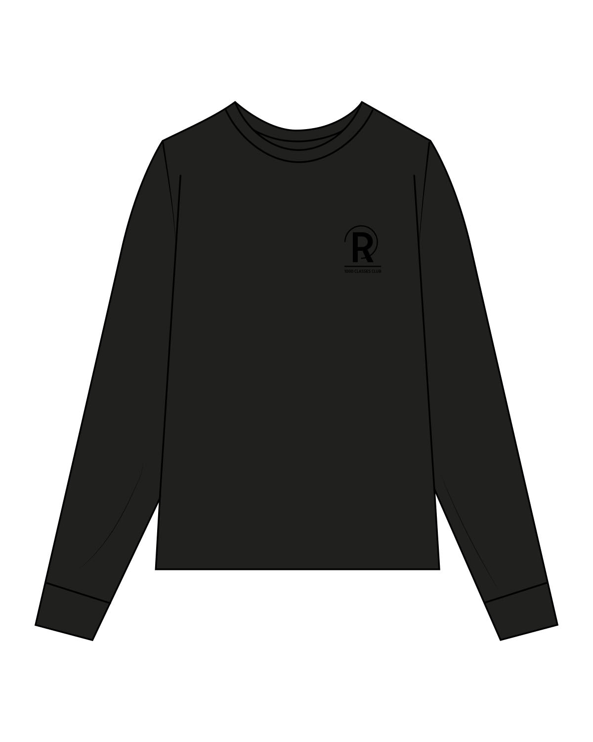 The Womens Oversized Long Sleeve - Black - Reform Fitness - Left Chest & Back Center Stacked - Tone on Tone