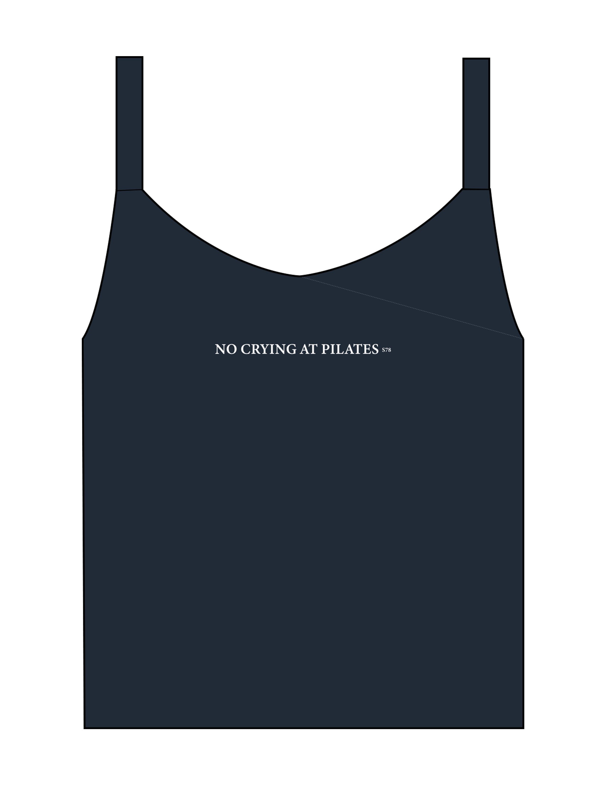 The Micro Rib Strappy Crop Tank - Navy - Studio 78 - Center Chest - Embroidered - White