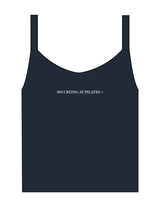 The Micro Rib Strappy Crop Tank - Navy - Studio 78 - Center Chest - Embroidered - White
