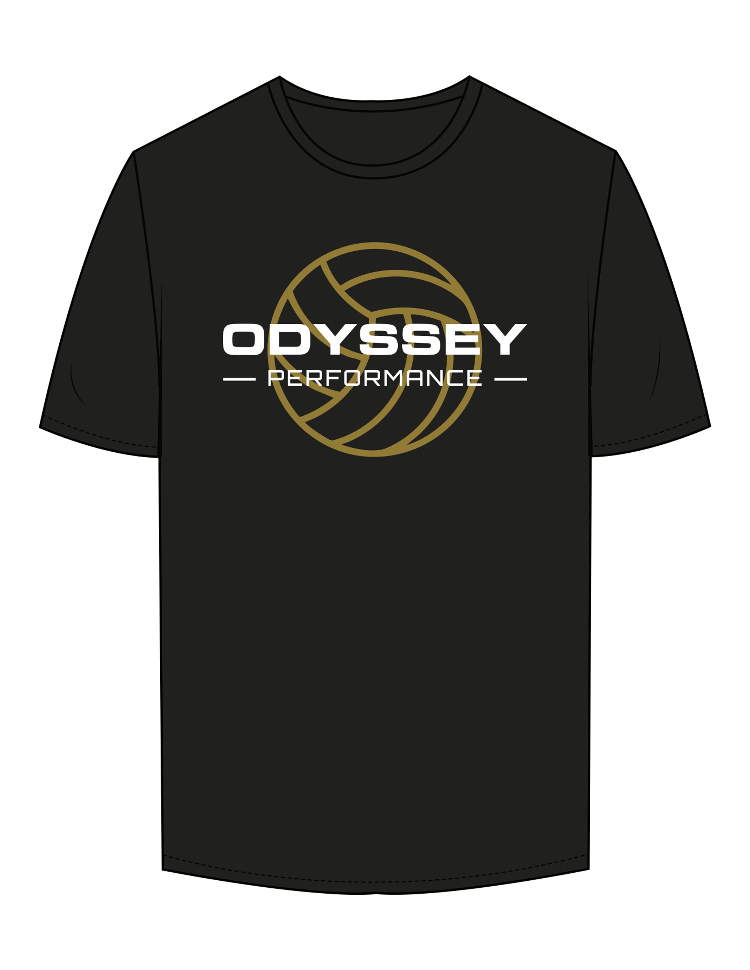 The Mens Tee - Black - Odyssey Performance - Center Chest Stacked & Back Spine - Printed - Full Color