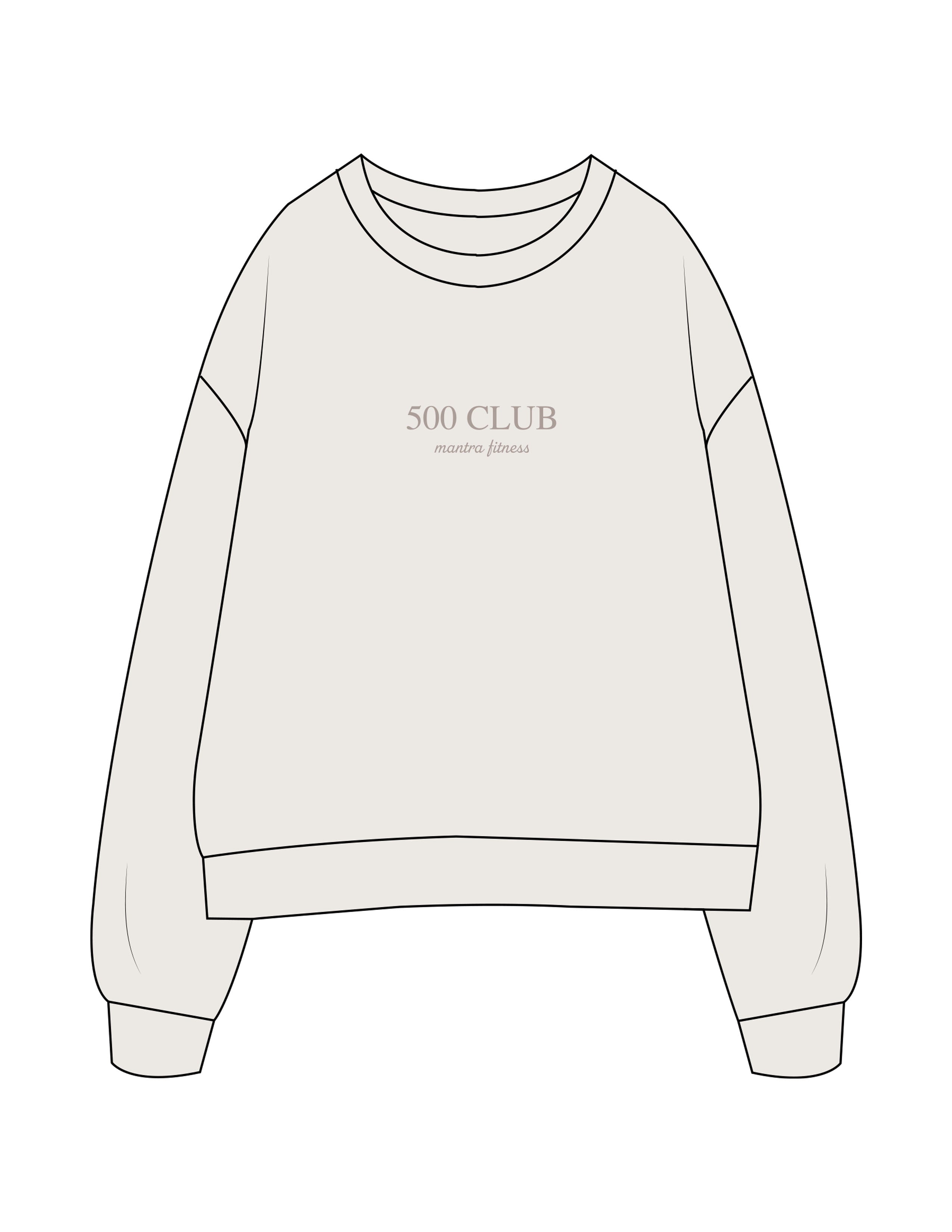 The Womens Crewneck - Bone - Mantra - Center Chest Stacked "500 CLUB" - Embroidered - Tone on Tone