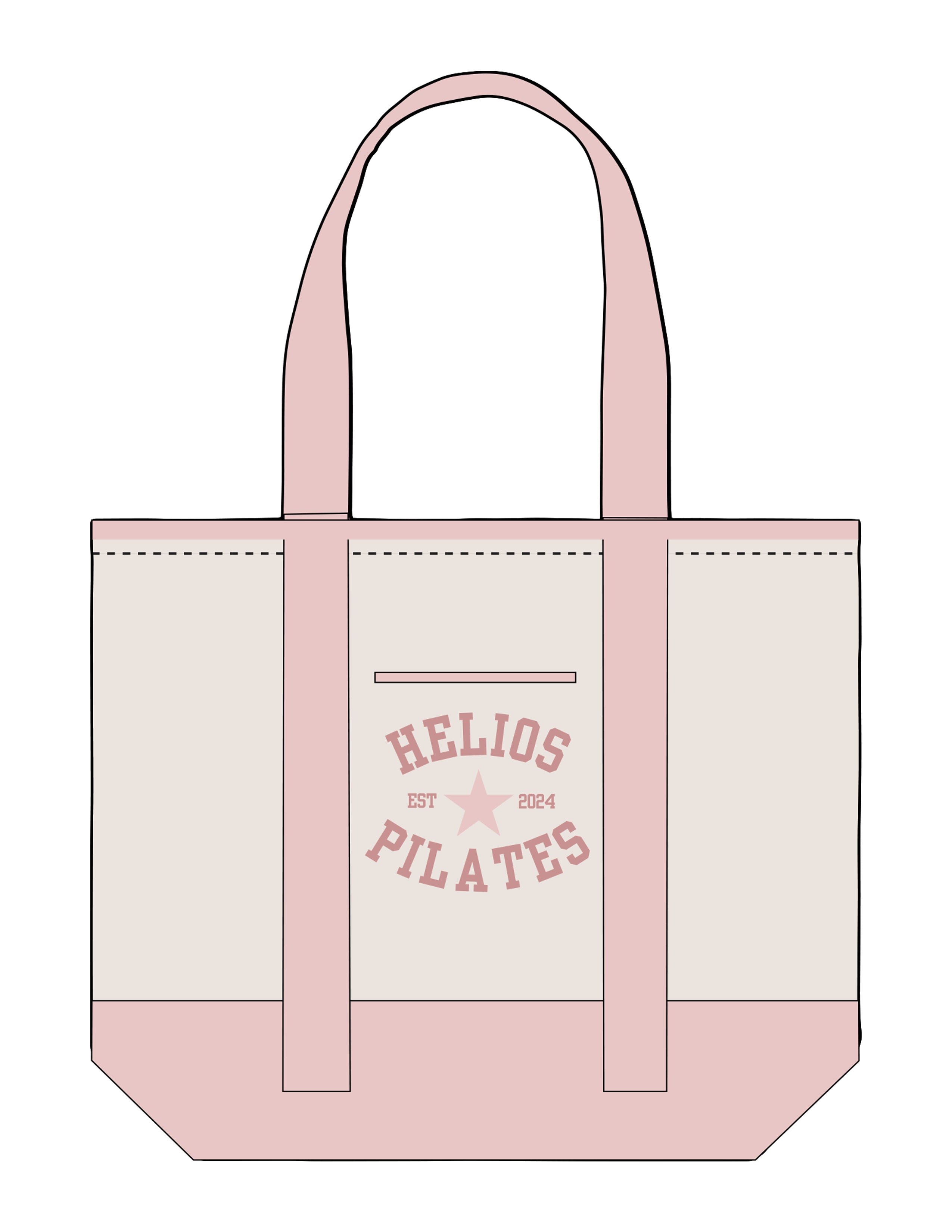 The Contrast Tote Bag - Natural / Light Pink - Helios - Front Body Stacked & Back Stacked - Printed - Full Color