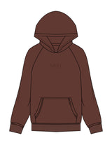 The Mens Hoodie - Chestnut - Melt Hot Pilates - Center Chest Stacked & Back Bottom - Printed - Tone on Tone