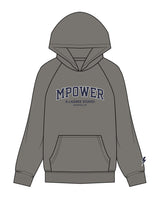 The Mens Hoodie - Washed Gray - MPOWER - Center Chest Arc Stacked & Left Sleeve - Printed - Full Color