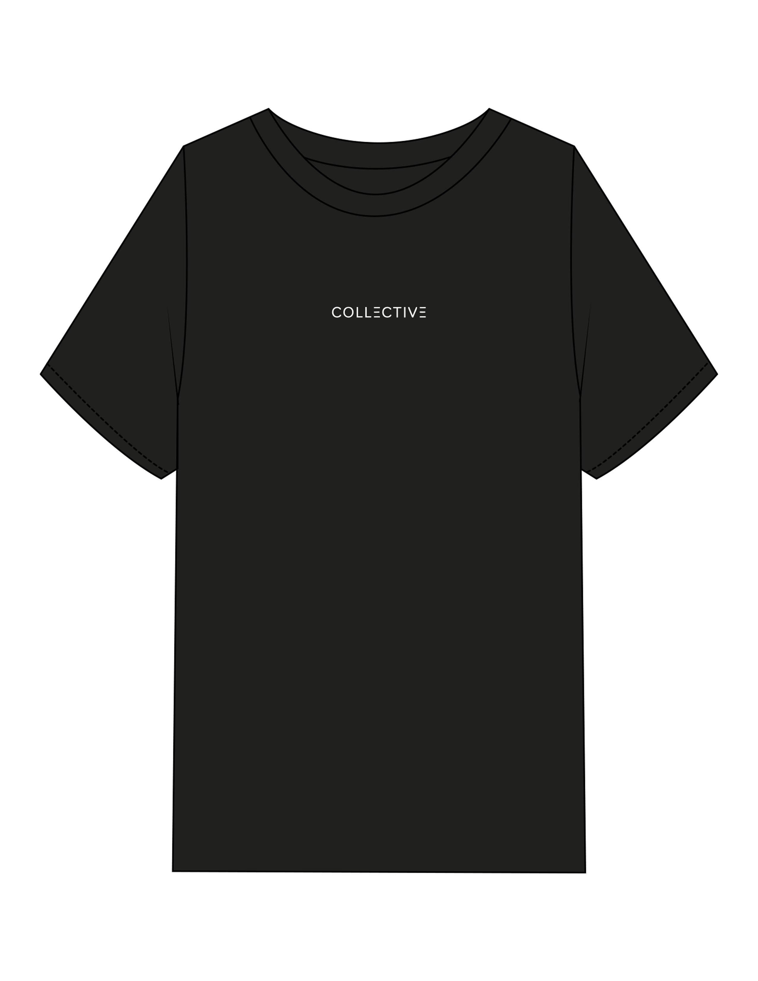 The Mens Heavyweight Tee - Black - Collective Studios - Center Chest - Printed - White