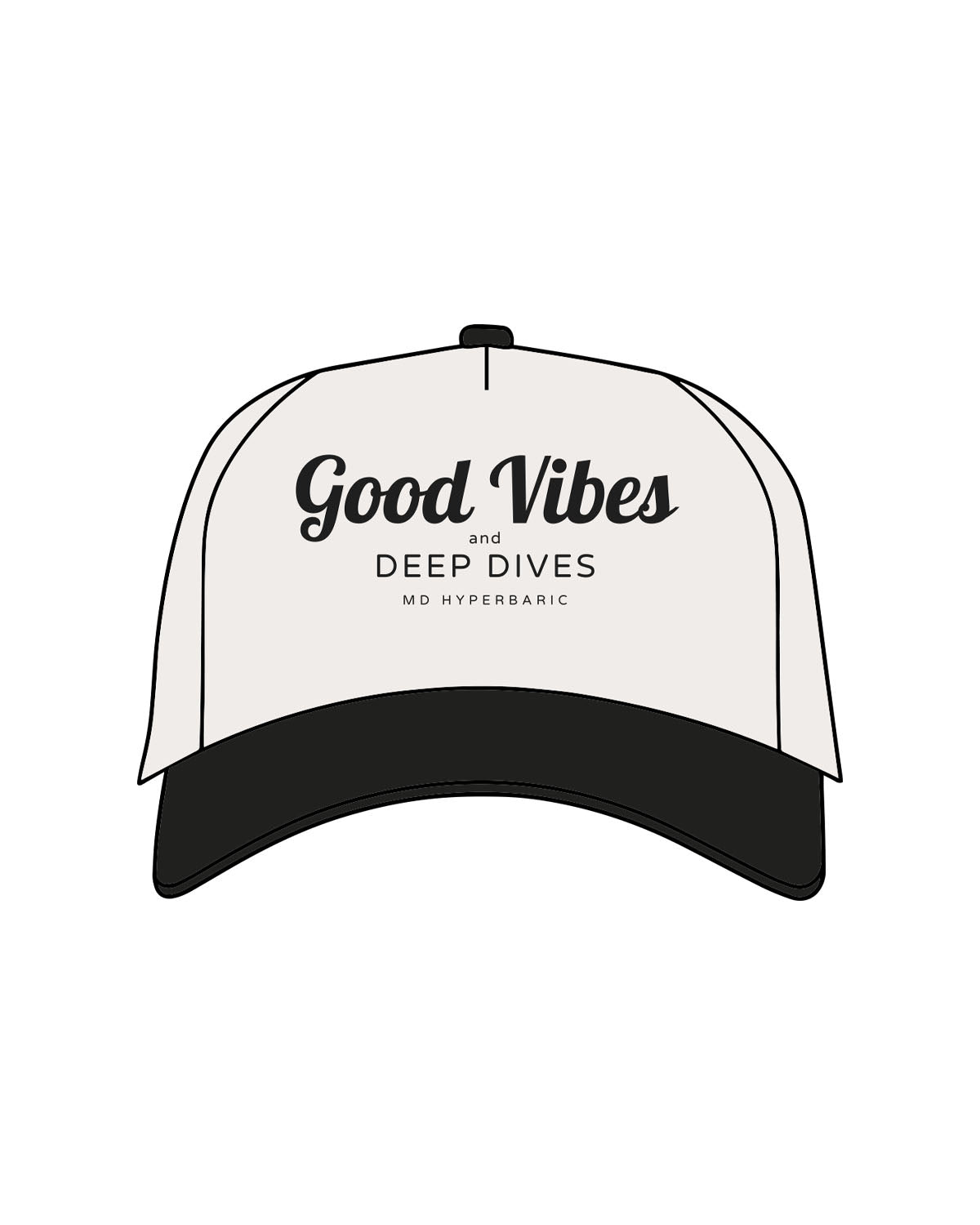 The Canvas Cap - Natural / Black - MD Hyperbaric - Center Crown Stacked "Good Vibes" - Printed - Black