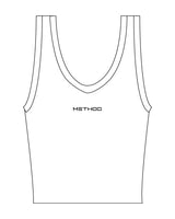 The Piped 3/4 Crop Tank - White - TML - Center Chest "METHOD" - Printed - Black