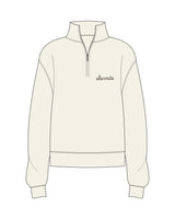 The Womens 1/4 Zip - Off White - Elevate Pilates - Left Chest "Elevate" - Printed - Brown