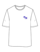 The Womens Oversized Tee - White - THE RE:FORM LAB - Left Chest Stacked & Back Stacked - Printed - Blue