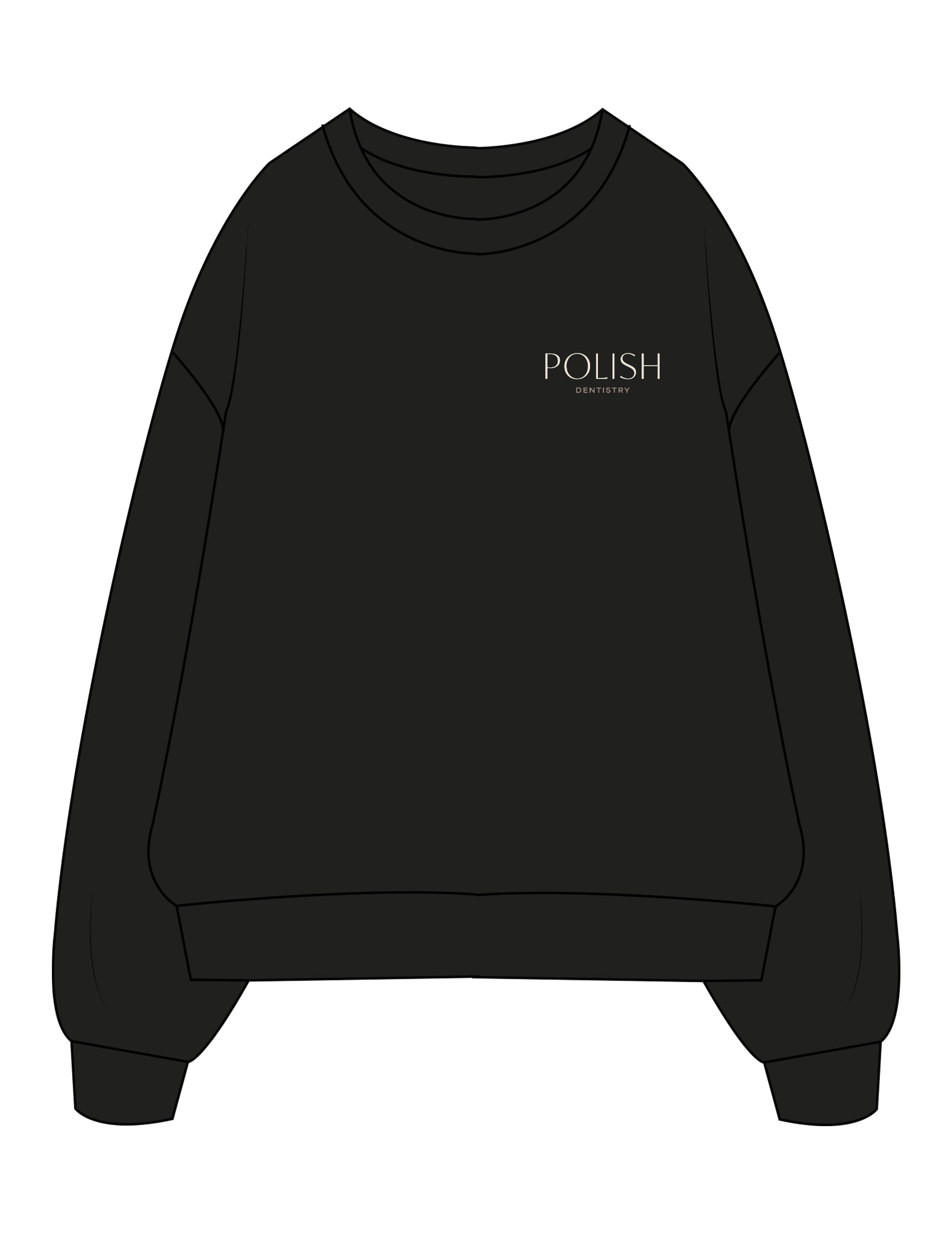 The Mens Crewneck - Black - Polish Dentistry - Left Chest Stacked - Embroidered - Full Color