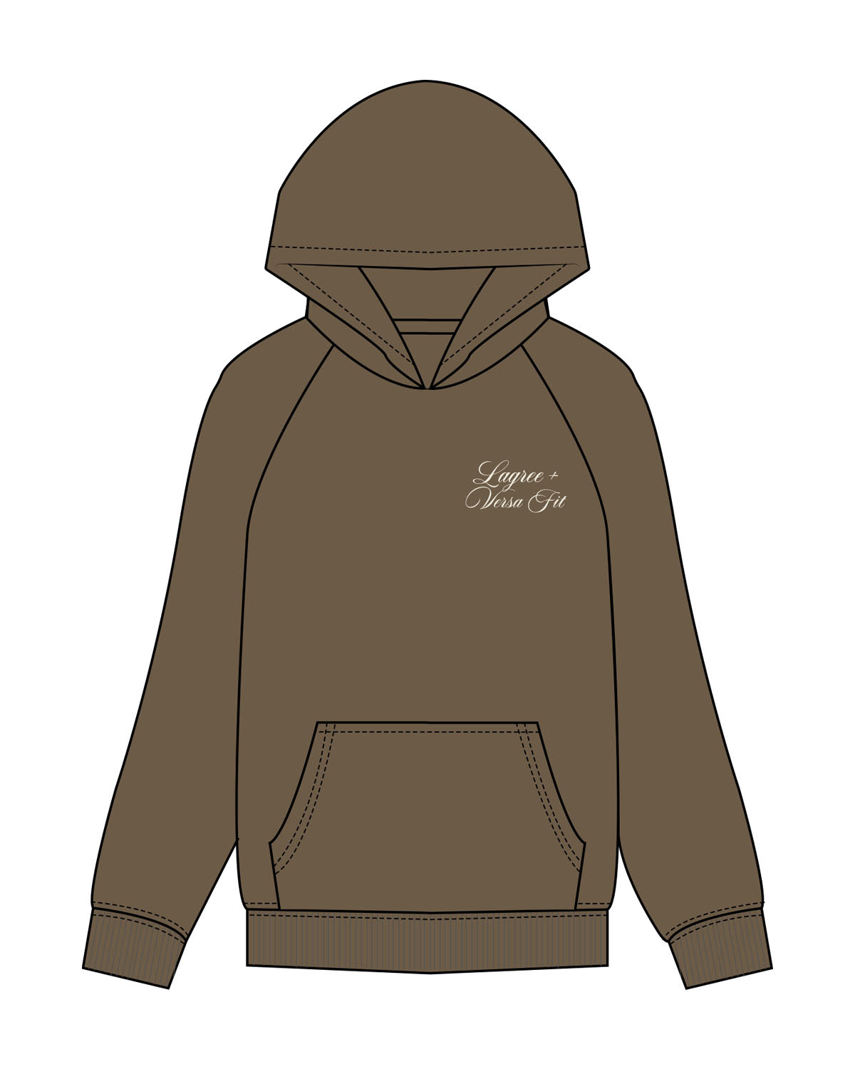 The Mens Hoodie - Walnut - Lagree Versa - Left Chest Stacked & Back Stacked - Printed - Off White