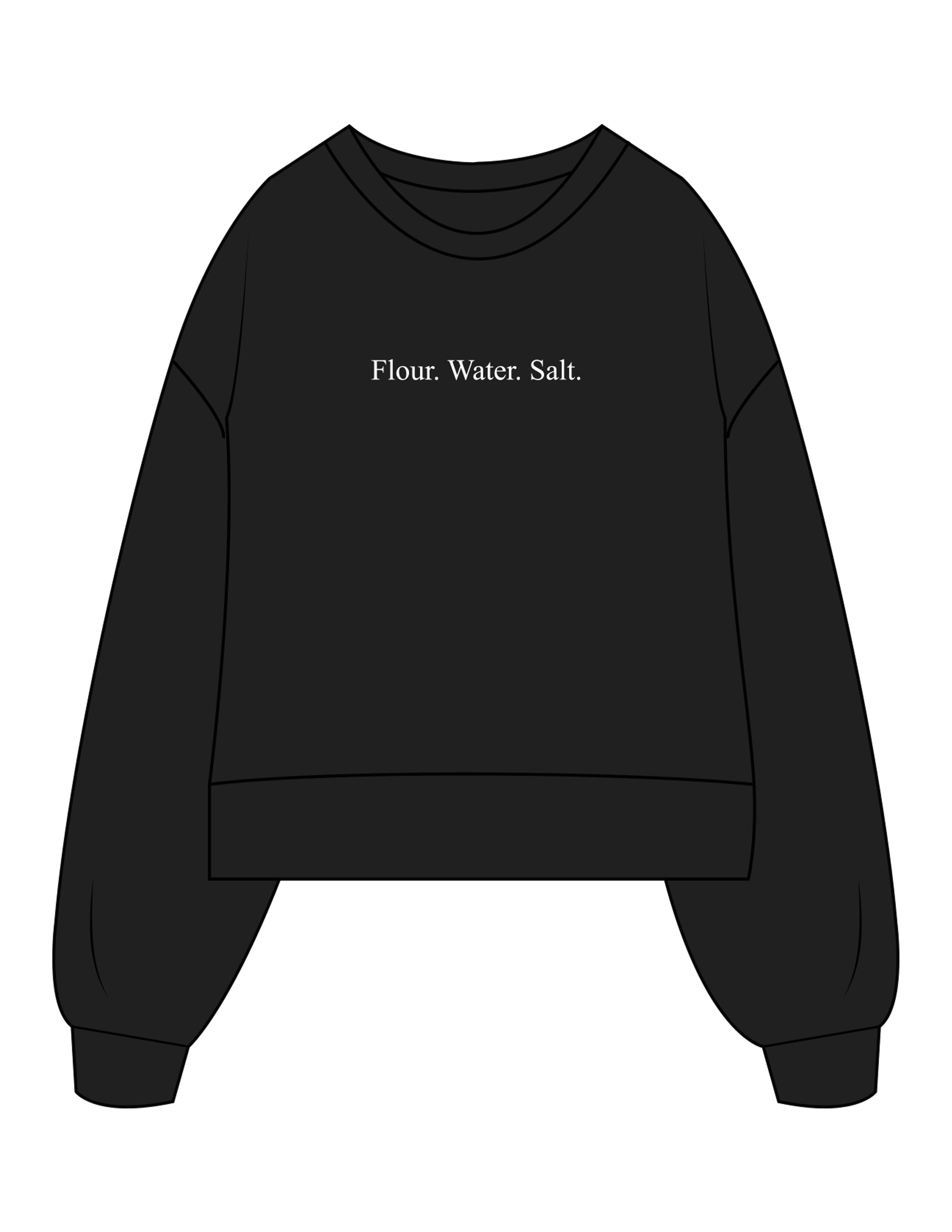 The Womens Heavyweight Crop - Black - The Dough Dealer - Center Chest & Back Stacked - Printed - White