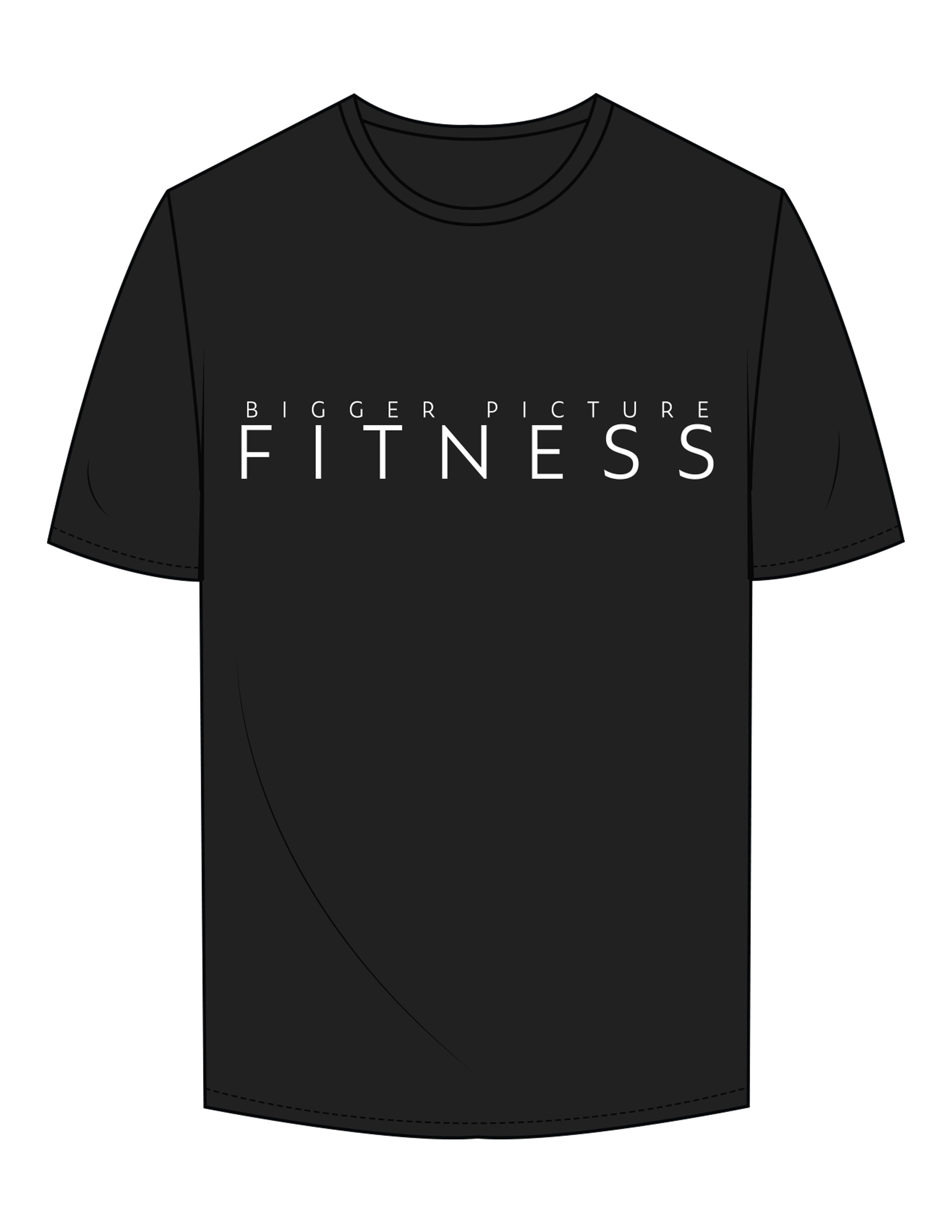 The Mens Tee - Black - Bigger Picture Fitness - Center Chest Stacked & Center Back - White