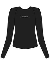 The Womens Sporty Long Sleeve - Black - SWEATDREAMS - Center Chest & Back Neckline "ENCINITAS"  - Printed - White