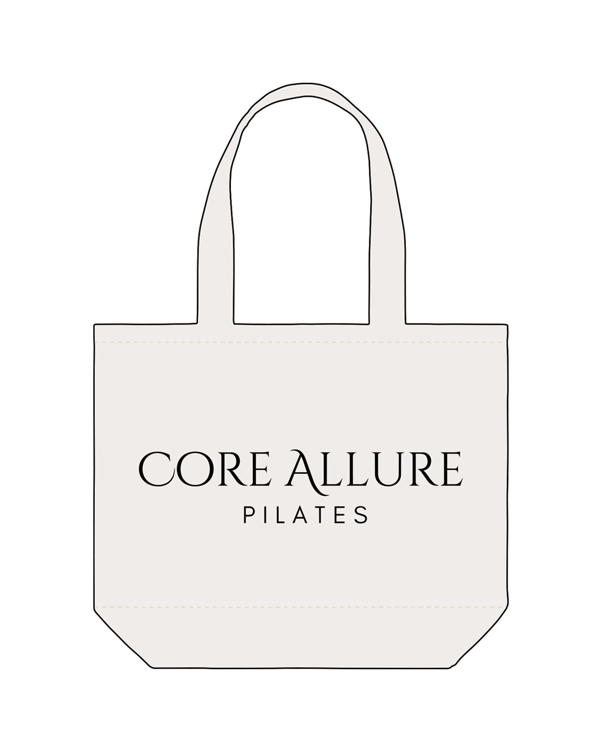 The Tote Bag - Natural - Core Allure Pilates - Center Stacked - Printed - Black