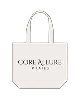 The Tote Bag - Natural - Core Allure Pilates - Center Stacked - Printed - Black