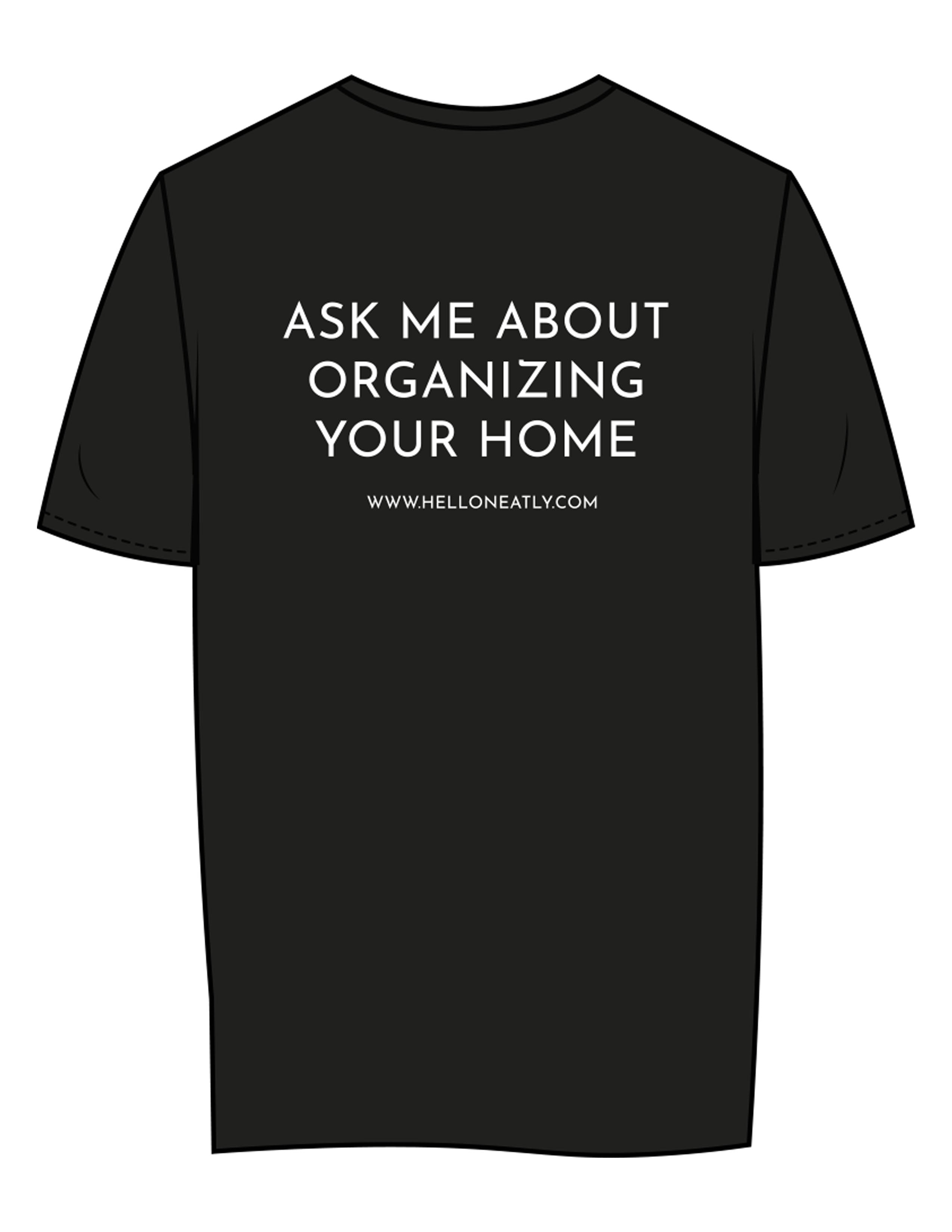 The Womens Tee - Black - Neatly - Center Chest & Back Center Stacked "ASK" - White