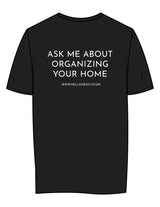 The Womens Tee - Black - Neatly - Center Chest & Back Center Stacked "ASK" - White