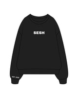 The Mens Crewneck - Black - Sesh Studio - Center Chest, Right Sleeve & Center Back Layered - Printed - White
