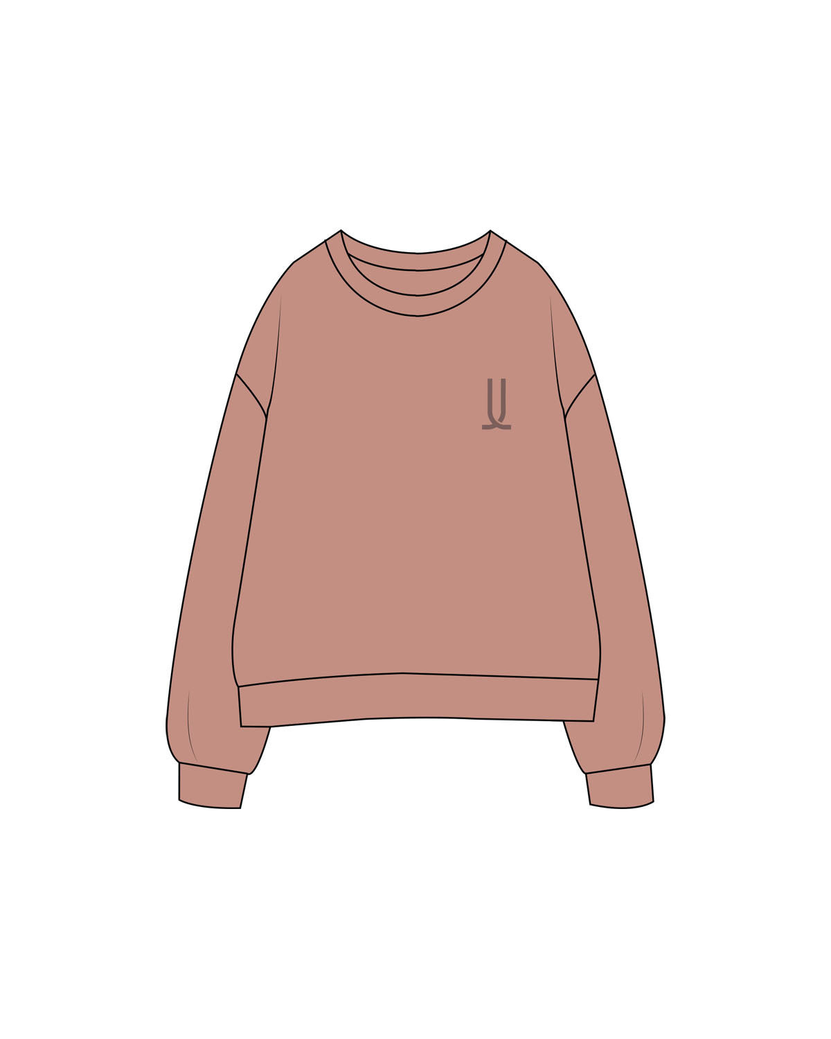 The Womens Crewneck - Clay - Lux Lagree - Left Chest & Center Back Stacked - Printed - Tone on Tone