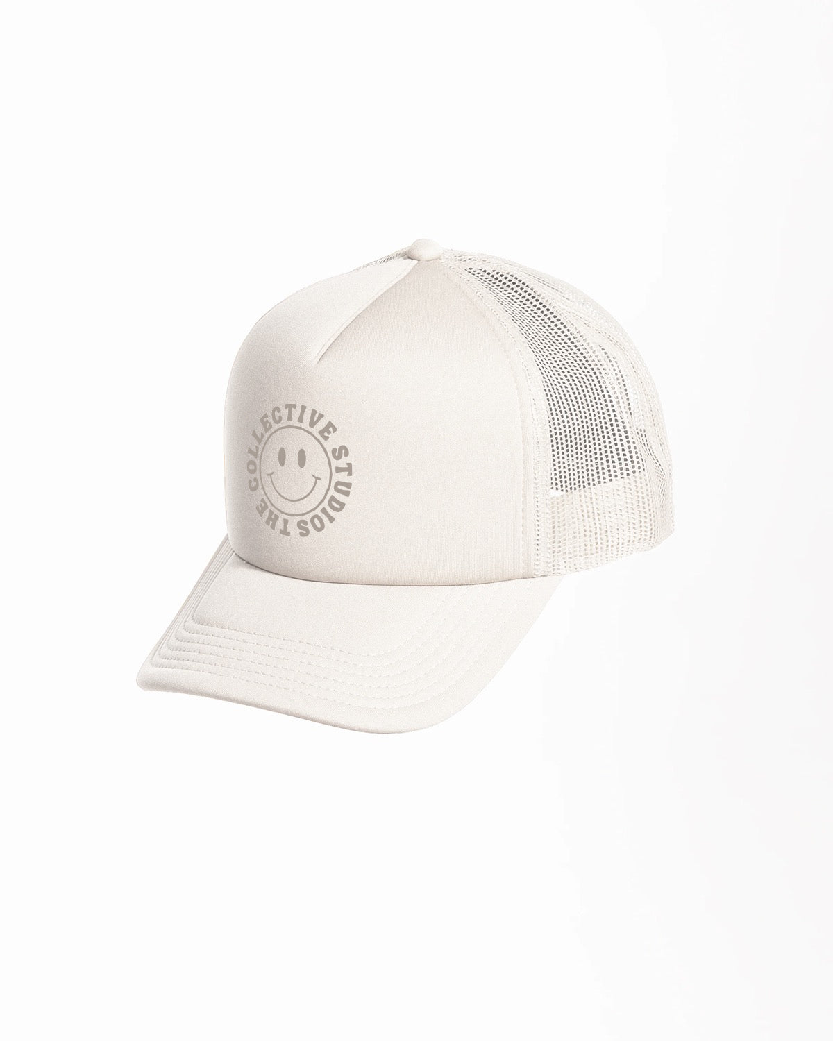 The Foam Trucker - Off White - Collective Studios - Center Stacked - Text & Smile - Tone on Tone