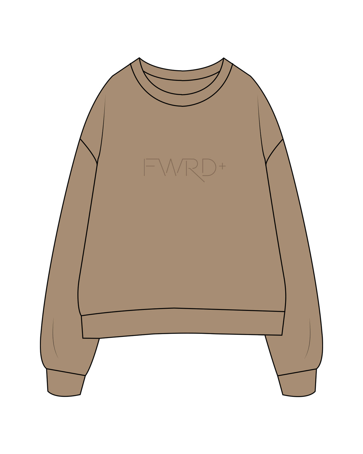 The Mens Crewneck - Sand - Paper Cut - Center Chest & Back Round - Tone on Tone