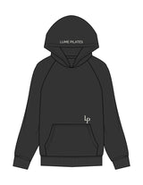 The Mens Hoodie - Washed Black - Lume Pilates - Front Upper Pocket - Hoodie & Back Image - Printed - Off White
