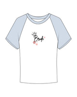 The Micro Rib Baby Tee - White / Baby Blue - Bride Squad - Center Chest - "Bride" - Printed - Full Color