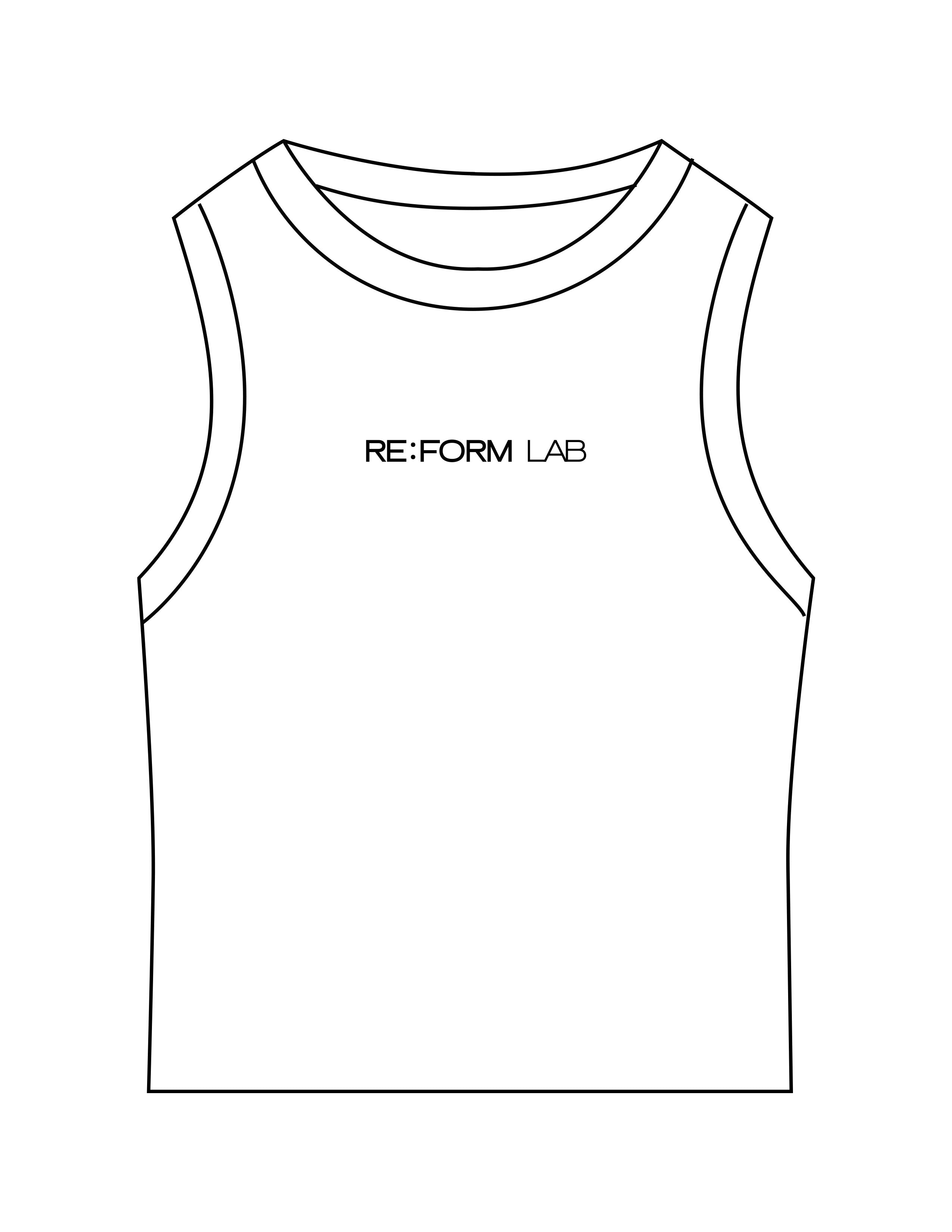 The Micro Rib Racer Crop - White - THE RE:FORM LAB - Center Chest - Printed - Black