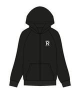 The Womens Zip Hoodie - Black - Reform Fitness - Left Chest & Back Center Stacked - White