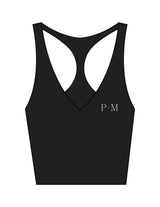 The Racer Tank - Black - Power+Motion - Left Chest - Printed - White