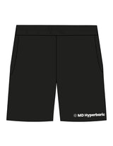 The Mens Sweat Shorts - Black - MD Hyperbaric - Front Bottom Leg - Printed - White