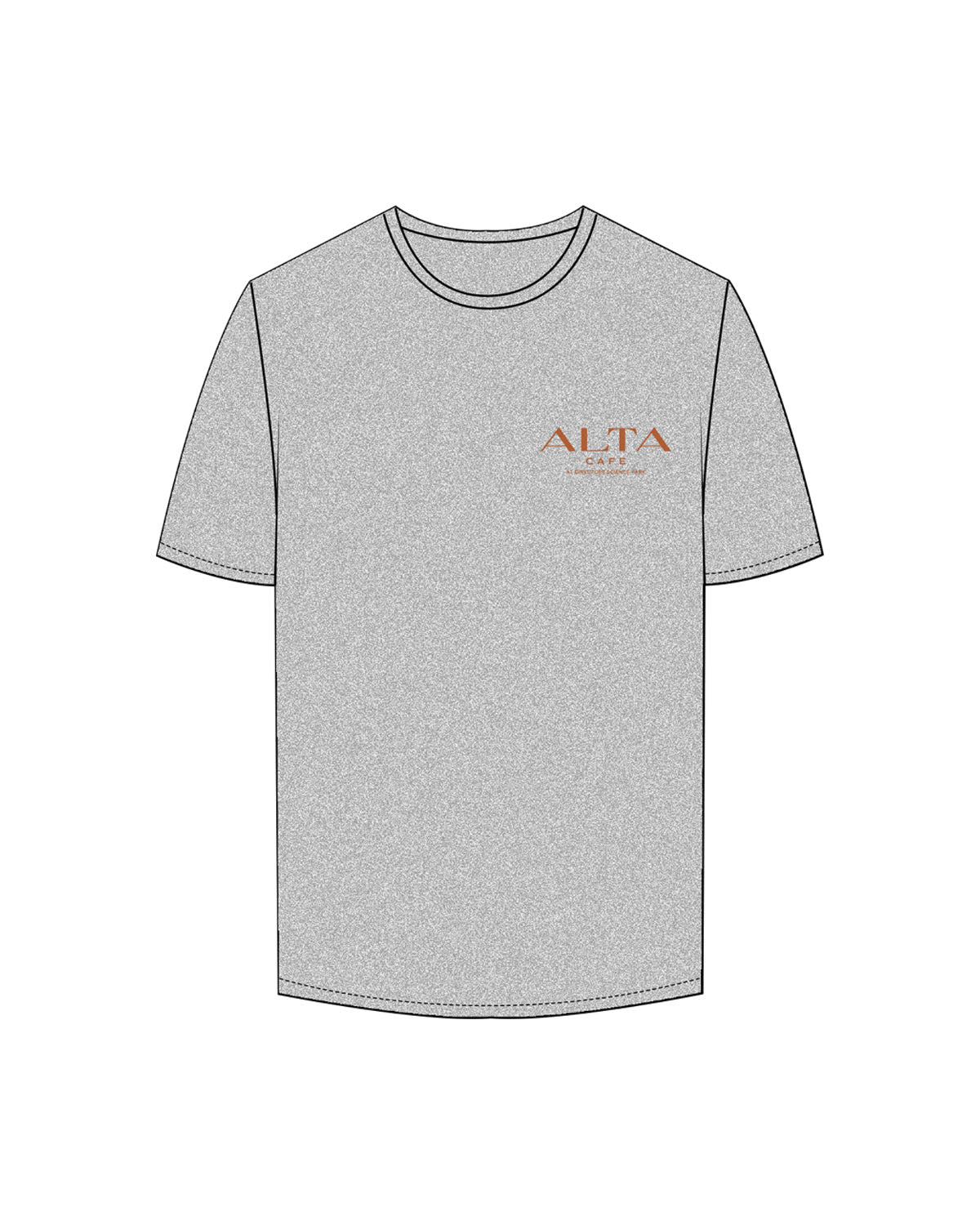 The Mens Tee - Heather - Alta Cafe - Left Chest Stacked - #b05e36