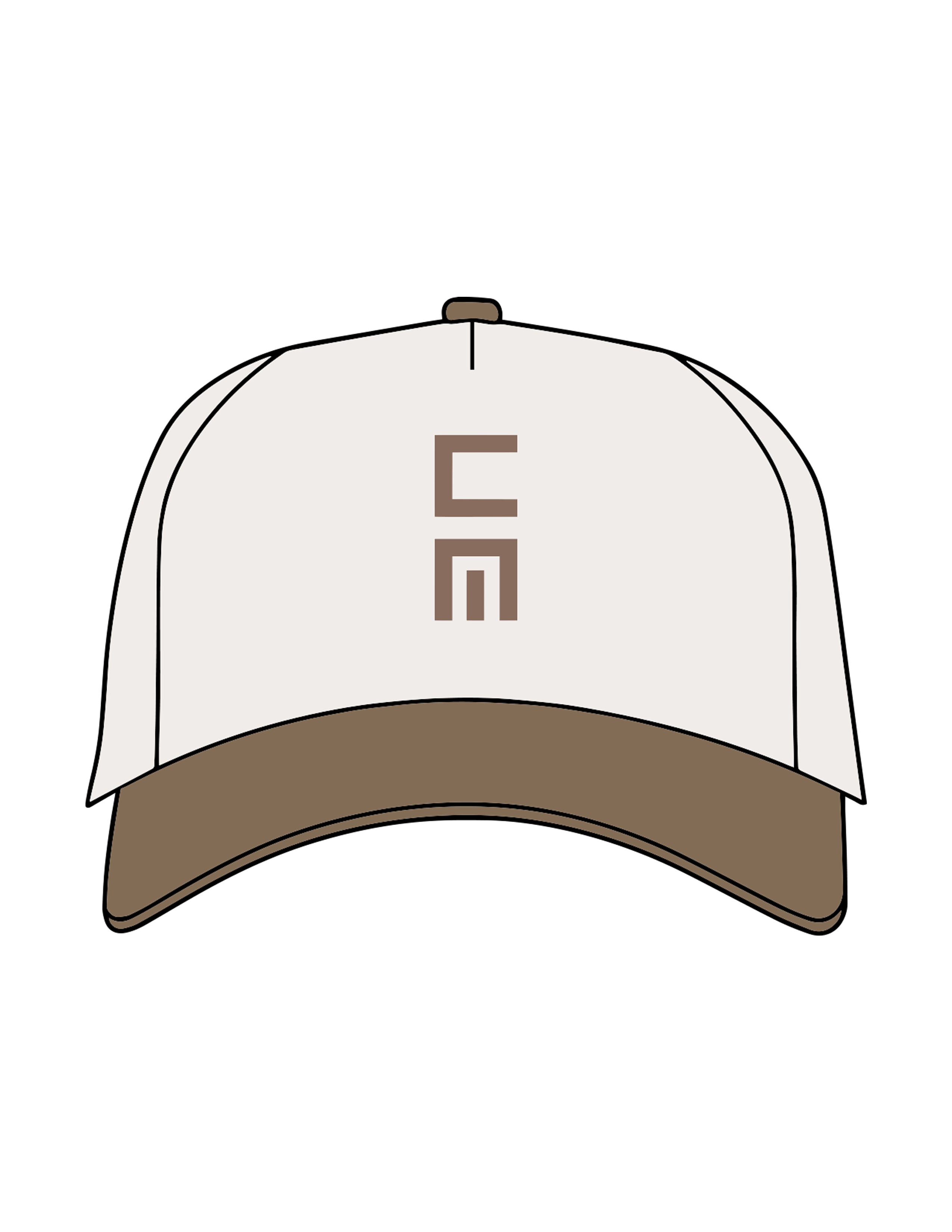 The Canvas Cap - Natural / Walnut - Designed by GI - Center Crown & Right Panel - Embroidered - Walnut