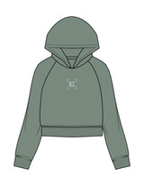 The Womens Lightweight Cropped Hoodie - Sage - Natalie Crosby Consulting - Center Chest & Back Stacked - Printed - White