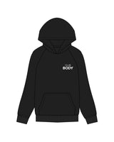 The Womens Hoodie - Black - Club Body - Left Chest Stacked - Printed - White